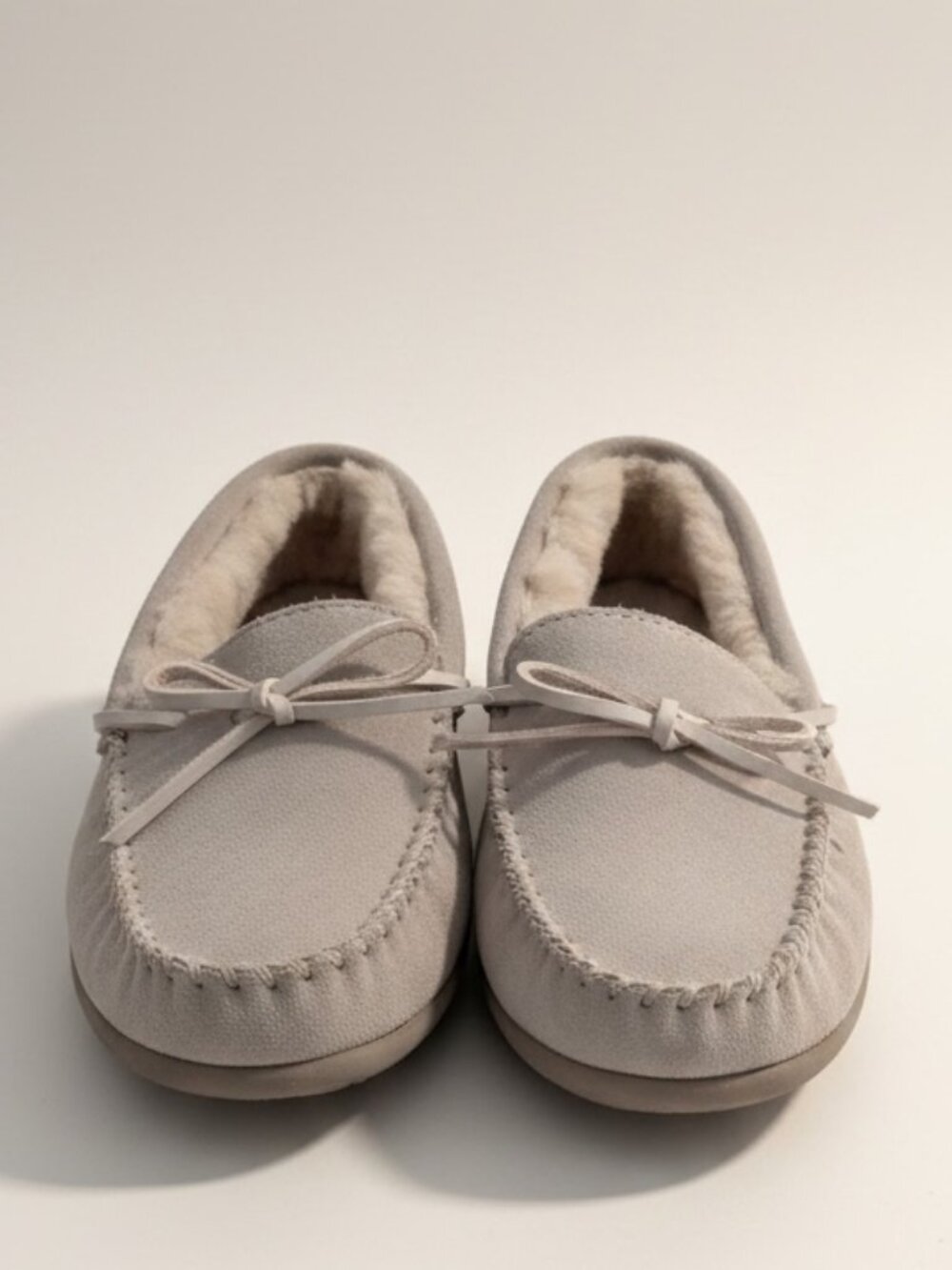 MySlippers Gray Moccasin Slippers — Faux Fur Lined Cozy Indoor Shoes